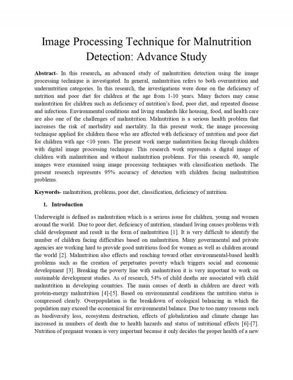 Image Processing Technique for Malnutrition Detection: Advance Study