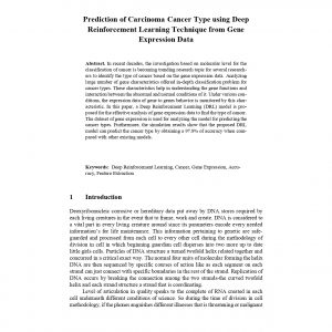 Prediction of Carcinoma Cancer Type using Deep Reinforcement Learning Technique from Gene Expression Data