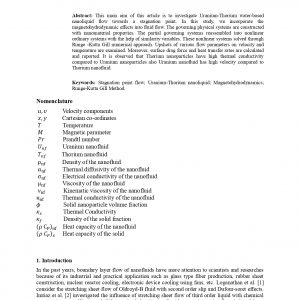 Numerical simulation of Uranium-Thorium water based nanofluid stagnation-point flow past a flat surface