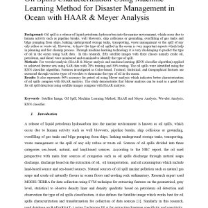 Oil Spills Characterization Using Machine Learning Method for Disaster Management in Ocean with HAAR & Meyer Analysis