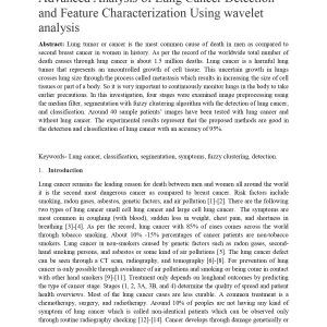 Advanced Analysis of Lung Cancer Detection and Feature Characterization Using wavelet analysis