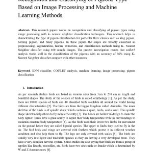 Recognition and Classifying of Pigeons Type Based on Image Processing and Machine Learning Methods