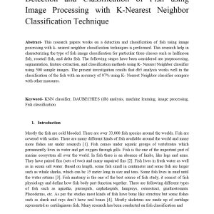 Detection and Classification of Fish using Image Processing with K-Nearest Neighbor Classification Technique